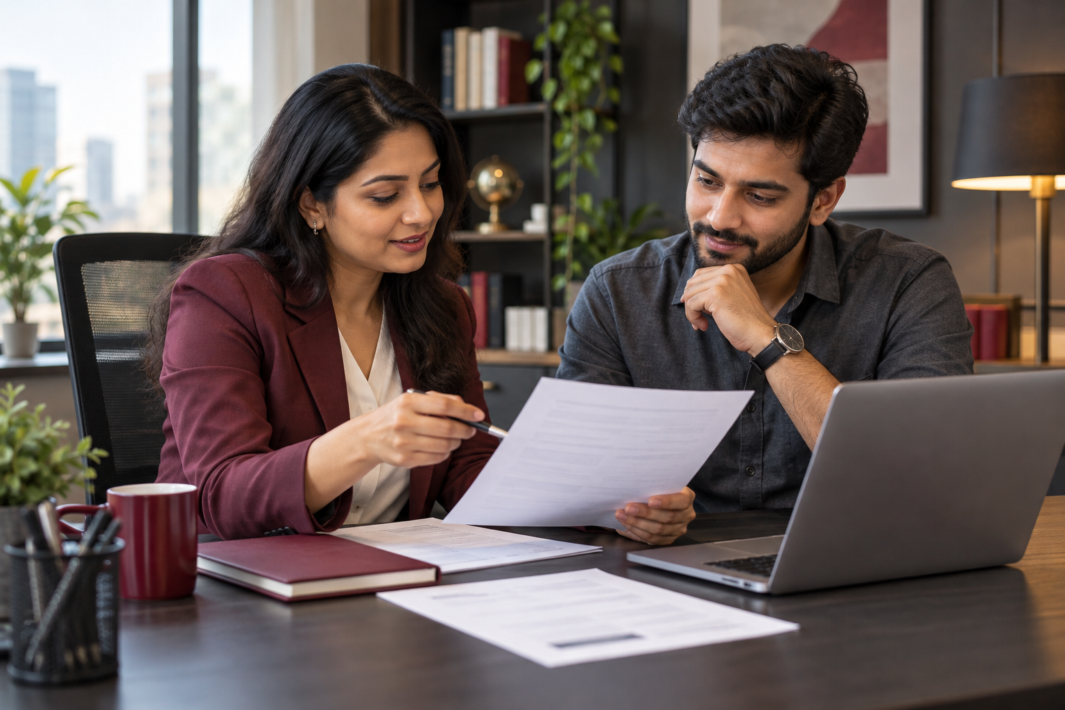 Illustrative photograph of resume preparation with a career coach