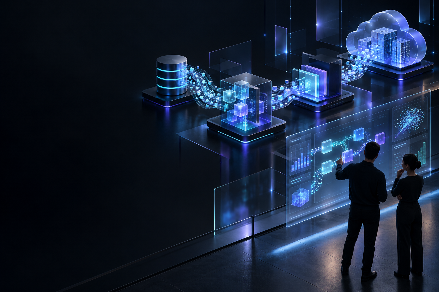 Illustration of connected data platforms and guided engineering learning