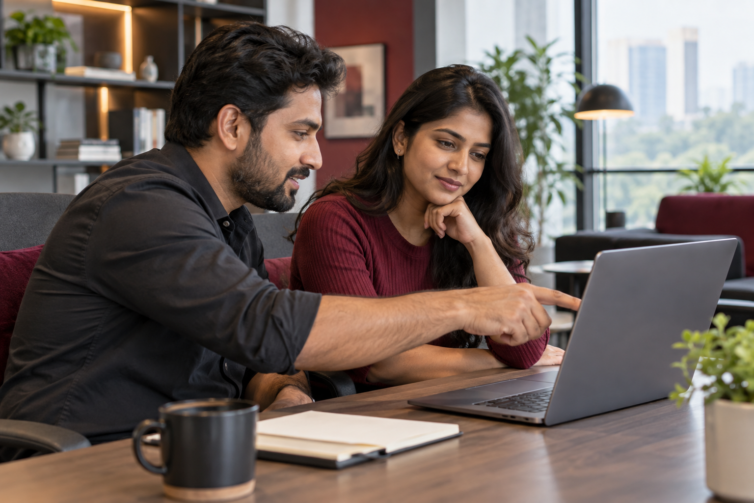 Illustrative photograph of a mentor and learner reviewing technical work